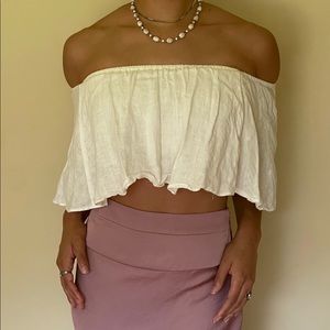 White Linen Off-Shoulder Top